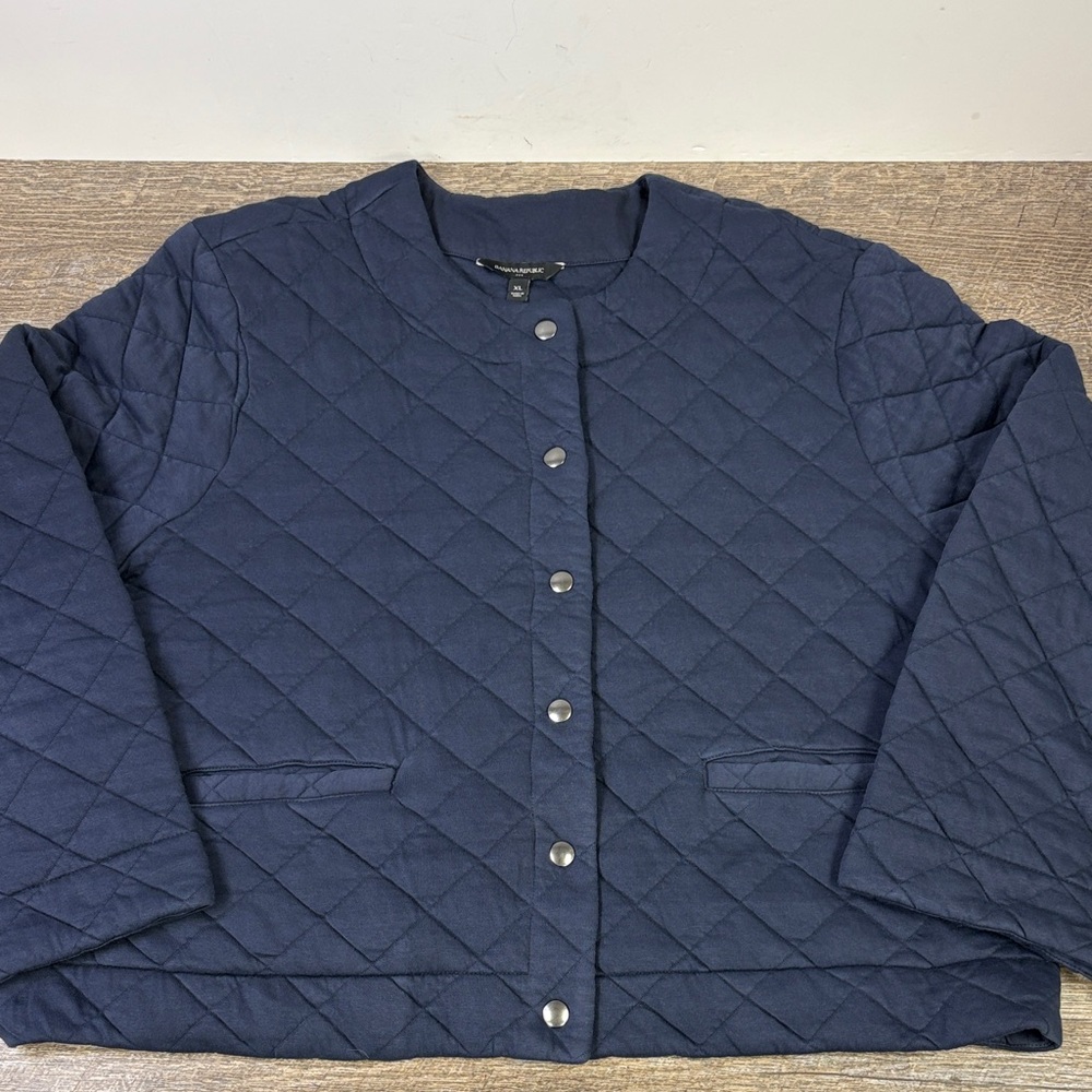 Banana Republic Quilted Cotton Snap Jacket – Navy – Size XL